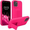 kwmobile 1x Custodia Compatibile con iPhone 15 - Cover Supporto Dita - Back Case per Smartphone - Protezione Gommata rosa shocking