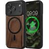kwmobile Cover per Apple iPhone 17 PRO Cover Legno - Custodia per Smartphone con Paraurti in TPU - Compatibile con MagSafe - Marrone Scuro/Nero Legna