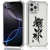 Knrlqim Custodia per Apple iPhone 16 Pro 6,3, Aesthetic Disegni Fiori Rose Nera Motivo Cover, Trasparente Argento Galvanizzazione Morbido Antiurto Resistente Protettiva Case con Protezione Fotocamera