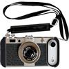 QoKcoahn Custodia protettiva 3D vintage per fotocamera con cordino lungo - Custodia protettiva antiurto in silicone PC per iPhone 17 Air, nera