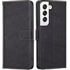 RankOne Cover per Samsung Galaxy S22 (6.1 Inches), Custodia Flip Pelle Portafoglio, Magnetica Libro Bumper Cover Case - Nero