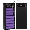 Cuifati 16x18650 Guscio Batteria Esterna, 2 Uscite USB Power Bank Fai da Te, Scatola in Plastica con Display LCD, Custodia per Power Bank, con Tre Ingressi Micro/Tipo C, Design Piccolo e Leggero(Nero)