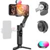 AOCHUAN Stabilizzatore cardanico portatile a 3 assi per smartphone, stabilizzatore cardanico per iPhone e Android con filettatura da 1/4, luce magnetica RGB, Gimbal per telefono di tracciamento AI,