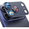 HRUIKI Protezione per obiettivo della fotocamera per iPhone 17 Pro Max, Copertura Totale 9H Vetro Temperato Anello Cover, HD Protector Cámera Aleación Aluminio, Compatibile con Cover