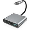 Puiseno Adattatore USB C HDMI 4K@60Hz, hub multiporta USB-C 3 in 1 con porta di ricarica PD da 100 W, trasferimento dati USB 3.0, compatibile con MacBook Pro, iPad, iPhone 15, Galaxy S23, Surface e altro