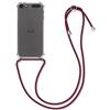 kwmobile Cover a Tracolla compatibile con Apple iPod Touch 6G / 7G (6a e 7a generazione) - Back Case in Silicone trasparente/rosso scuro con laccio collo - Custodia con cordino