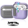WALLFID Custodia Compatibile Con 2024 Airpods 4 Generazione,Design Della Copertura Elastica Magnetica,Materiale Tpu,Con Gancio,Antigraffio,Antipolvere, Supporta La Ricarica Wireless (Viola)