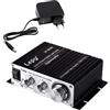 Fasizi LP-2020A Amplificatore digitale Hi-Fi stereo di classe D con alimentatore 3A per amplificatore motore auto -Nero