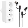 ZOVCAL Triple Plug per Presa, Presa Multipla USB C, Adattatore per Presa, 3 vie con 4 USB, 2 USB A, 2 USB C, Spine di Alimentazione, Spina Multipla per Presa e Adattatore USB C