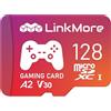 LinkMore Scheda Micro SDXC da gioco da 128 GB, A2, UHS-I, U3, V30, classe 10, velocità di lettura fino a 160 MB/s, velocità di scrittura fino a 100 MB/s, adattatore SD incluso (XV23 PRO)
