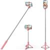 H.May Bastone Selfie Treppiede, 100CM Asta Selfie Stick Treppiede per Telefono Extra Lungo con Telecomando Staccabile Compatibile con iPhone 15/14Pro Samsung Smartphones, Rosa