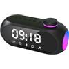 Colexy Altoparlante Bluetooth con Luce RGB e Sveglia Bambini, Scatola Bluetooth Portatile Music Box Multifunzione, Driver a Doppio Basso, Suono Stereo a 360 °, Chiamata Senza Mani - Nero