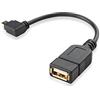 conecto cavo OTG, spina micro USB a presa USB-A, placcato oro, 90°, 10cm, nero