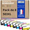 COMETE CONSOMMABLE COMETE - 503XL - 8 Cartucce d'Inchiostro Compatibili con Epson 503 XL - per Epson XP5200 XP5205 Workforce WF2960 WF2965