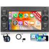 Hodozzy 8 Core 4G+64G Android Autoradio per Ford Transit Fiesta Focus Galaxy Mondeo C-Max S-Max Connect con Carplay Android Auto, 7 Pollici Touch Screen GPS 2 Din Radio Bluetooth DSP, WiFi, FM/RDS