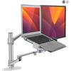 Alberenz® Supporto per laptop e monitor 2 in 1, doppio braccio regolabile per laptop da 12 a 17 e monitor da 17 a 32, design ergonomico, regolabile in altezza e inclinabile, colore argento