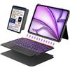 DANCESOUL Custodia con tastiera per iPad Air 13 (M3 M2 2025 2024), Pro 12,9 6/5/4/3a generazione, tastiera Bluetooth staccabile magnetica flessibile con trackpad, tasti retroilluminati a molla, custodia