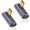 Duttek Adattatore USB C 90 gradi 40 Gbps, adattatore USB C supporta 8 k@60 Hz e 100 W ricarica rapida, compatibile con Thunderbolt 3/4 e con dispositivi di interfaccia USB di tipo C