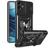 YANJIEER ESONG Cover Antiurto per Nothing CMF Phone 1 5G, Custodia Armor Protettiva di Grado Militare, Scorrevole Fotocamera Proteggi, Magnetica Anello Supporto,Hard PC&TPU Bumper Case Nero