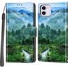Haninsuze Cover per iPhone 11, Portafoglio PU Pelle, Foresta | Interno TPU Antiurto, Anti-Graffio, Fessura per Schede, Supporto Stand, Design Libro, Flip