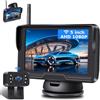 Airpuxem 【Immagine Stabile】AHD 1080P Retrocamera Auto Wireless, Telecamera Retromarcia Wireless con 5 '' Monitor 6 LED Telecamera Posteriore Senza Fili Visione Notturna 170° Grandangolo per DC 12V Camion SUV
