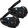 EJEAS Q2 Interfono Moto Bluetooth Coppia, Casco Moto Cuffie Bluetooth 5.1 con Riduzione del Rumore FM e CVC per 2 Persone Interfono Full Duplex (2 Confezione)