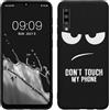 kwmobile Cover Compatibile con Samsung Galaxy A50 - Custodia in Silicone TPU - Cover Protettiva Soft Case - Don't touch my phone bianco/nero