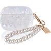 DiyGody Protettiva Custodia in Glitter Compatiblile con Apple AirPods Pro, Elegante Scintillante Custodia Antiurto in Silicone TPU per Airpod Pro con Portachiavi in Perla, Anti Scivolo AntiGraffio - Bianco