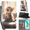 PHINIENLAND Cover per Honor X6a / X6b / X6c custodia portafoglio Gatto | 3 scomparti carte, 1 tasca banconote, Chiusura magnetica, Supporto, Pelle PU flip cover per Honor X6b