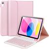 APHBZGE Custodia per tastiera per iPad 11/10° generazione, con tastiera Bluetooth rimovibile per iPad A16 2025 11 pollici/10° Gen 2022 10,9 pollici con portapenne, tasti quadrati, rosa