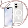 ZYIMOU Cover per iPhone 17 Custodia con Cordino Compatibile con MagSafe, Custodia Trasparente Magnetica con Laccio Catena Potettiva Antiurto Case, Catena Oro Rosa
