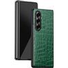 COQUE Cover Galaxy Z Fold 7, custodia in pelle di coccodrillo Slim Shell in PC con stile all-inclusive, cover per telefono cellulare pieghevole a 180˚ per Samsung Galaxy Z Fold 7 5G-Verde
