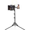 JUBORUI 3-in-1 Treppiede per Tablet, Supporto per Tablet Regolabile 160cm, Supporto iPad Treppiede con 2 Supporti per Fotocamera, Microfono, Anello Luci, Compatibile con Tablet 4,7-12,9 e Smartphone