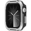 Amizee Rigido Cover Compatibile con Apple Watch Series 9/8/7 45mm Serie 6/5/4/SE 3 2 1 44mm, Guscio Metallico e Base TPU Antiurto Anti-Graffio Custodia Protettiva per iWatch, Argento