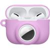 kwmobile Custodia 2 in 1 compatibile con Apple Airpods Pro 3 e AirTag - Cover Cuffie Bluetooth - Protezione in Silicone con Moschettone - lavanda opaco