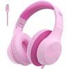EarFun Cuffie per Bambini con Filo USB-C, Limitatore Volume 85 dB, Suono Hi-Fi Stereo, Archetto Regolabile a 8 Livelli, Cuffie Over-Ear Pieghevoli e Confortevoli per Scuola/Tablet/PC, Rosa
