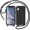 AOMYKE Cover per iPhone XR con Cordino, Custodia con Laccio Collana Tracolla Collo Liquido Silicone Antiurto TPU Antiurto AntiGraffio Case - Nero