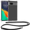 kwmobile Custodia Compatibile con Google Pixel 8a Cover - Back Case in Silicone TPU - Protezione Smartphone con Cordino - trasparente/nero