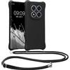 kwmobile Custodia Compatibile con Xiaomi Redmi Note 14 Pro+ 5G / Redmi Note 14 Pro Plus 5G Cover - Back Case in Silicone TPU - Protezione Smartphone con Cordino - nero matt