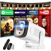 Nonete VideoProiettore Portatile tv Mini Proiettore 1920P Bluetooth WiF 6 Supporta, Proiettore, Proiettore Correzione Trapezoidale for USB/HDMI -White