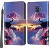 Haninsuze Cover per Samsung Galaxy A6 2018, Portafoglio PU Pelle, albero rosa | Interno TPU Antiurto, Anti-Graffio, Fessura per Schede, Supporto Stand, Design Libro, Flip