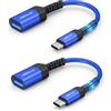 JSAUX Adattatore da USB C a USB 3.0 [Confezione da 2], Cavo OTG USB Tipo C Adattatore da USB C Maschio a USB A 3.0 Femmina 5Gbps Compatibile con Samsung Galaxy S20 S20 S9 S8 - Blu