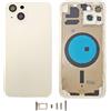 DHLK® Scocca Posteriore in Vetro, Telaio Back Frame Compatibile con iPhone 13 Senza Logo, Senza COMPONENTI PREINSTALLATI - Telaio, Tasti Laterali, Adesivo Batteria (Bianco)