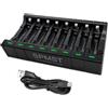 SPMST AA AAA battery charger, suitable for 1.2V nickel hydrogen batteries, 5V 2A Type-C fast 8-slot LED light as charging indicator, rechargeable AAA battery charger