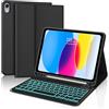 FOGARI Custodia Tastiera iPad 11 Generazione A16 2025/10 Generazione 10.9 2022, Retroilluminazione a 7 colori, Tastiera per iPad 10 Gen/11 Gen A16 2025, Italiano QWERTY Keyboard Bluetooth Rimovibile, Nero