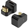 QIANRENON Adattatore HDMI 2.1 U forma Angolo Ultra HD 8K HDMI maschio a femmina 80 gradi angolo Presa connettore display 8K@60Hz UHD2.1 3D, per HDTV Monitor Proiettore PC Laptop, 2 Pcs (Inverso)