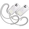 TBOC 2X Cordino Catenella Laccio Strap Porta Cover [Grigio] con Toppa Plastica [Bianco Ice] per Telefono Cellulare Collo - Tracolla Catenina con Cordini da Cellulari Accessori Universale Laccetti