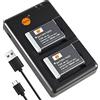 DSTE 2PCS NB-13L Batteria & Caricatore Compatibile per Canon G5X, G7X, G9X, G5X Mark II, G7X Mark II, G9X Mark II