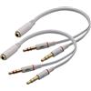 zdyCGTime Cavo per cuffie da 3,5 mm Placcato in oro 4 poli 3,5 mm 1/8 pollici Femmina a 3 poli 2 3,5 mm Cuffie maschio Mic e cavo audio stereo,per PC Computer Y Splitter Cavo piatto audio.(20 cm)