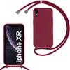 MBSLFY Cover per Cordino con Collana per iPhone XR, Custodia Silicone Morbido con Corda, Case Tracolla Silicone con Necklace Regolabile per iPhone XR, Rosso